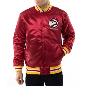 Atlanta Hawks Throwback Wordmark Red Satin Jacket