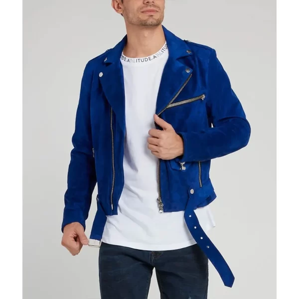 Attitude Biker Blue Suede Jacket