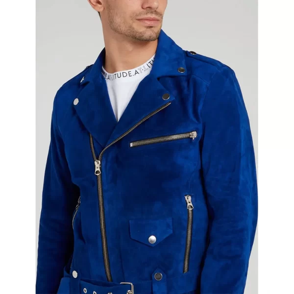 Attitude Biker Blue Suede Jackets