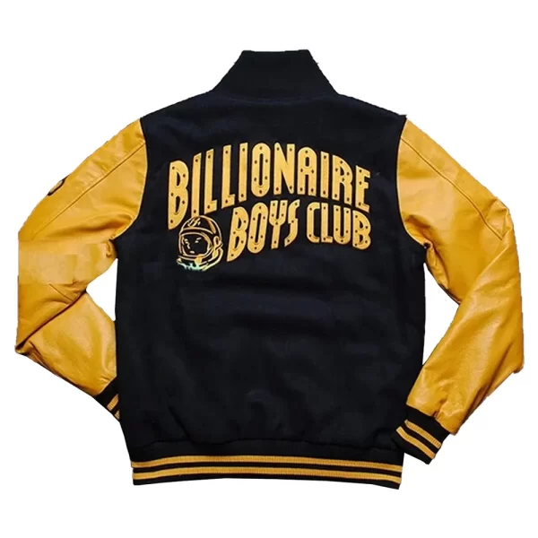 BBC Varsity Yellow and Black Wool Leather Jacket