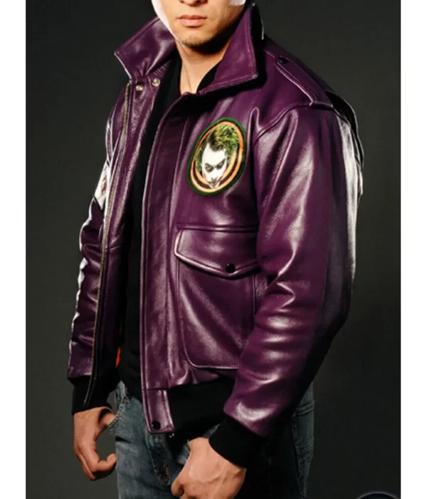 Batman Joker Goon Bomber Purple Leather Jacket