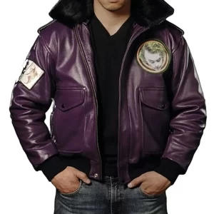 Batman Joker Goon Purple Bomber Leather Jacket