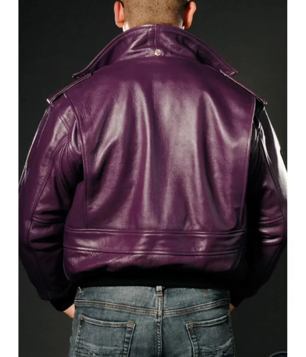 Batman Joker Goon Purple Leather Bomber Jacket