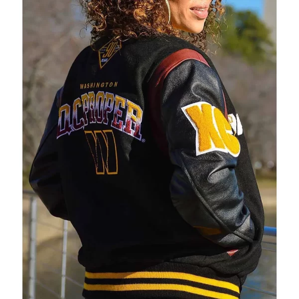 Black 90th Anniversary Washington Commanders DC Proper Varsity Wool Jacket