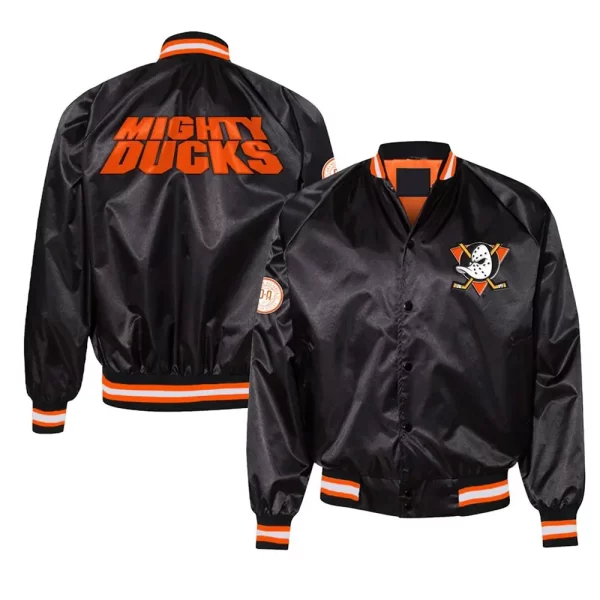 Black Anaheim Ducks 30th Anniversary Satin Jacket
