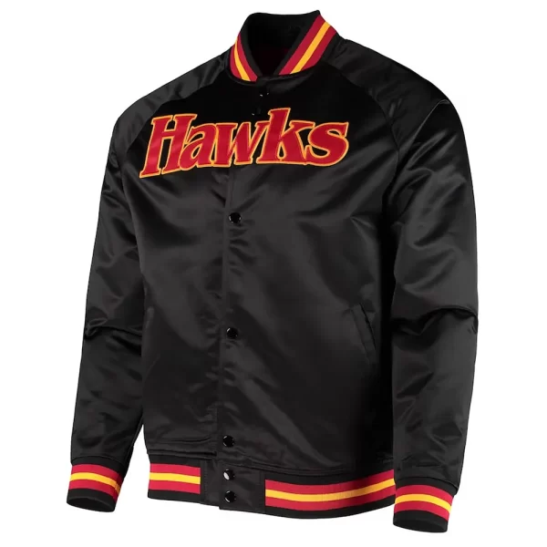 Black Atlanta Hawks Hardwood Classics Satin Jacket