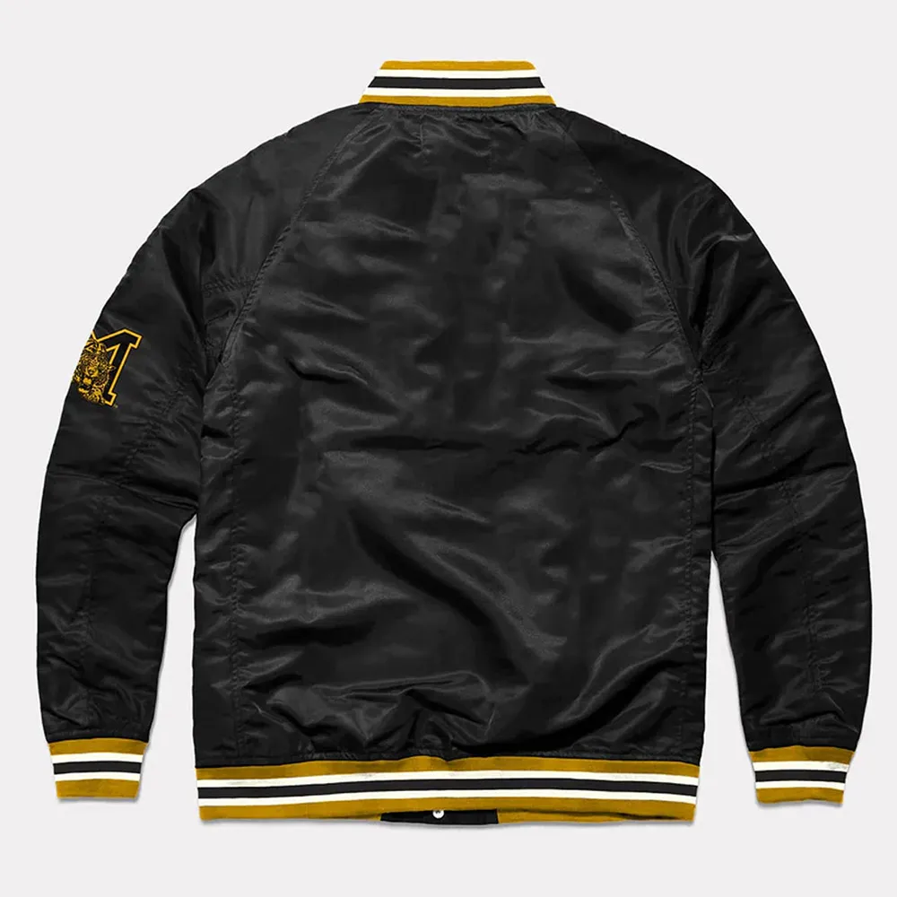 Black Script Missouri Tigers Varsity Satin Jacket