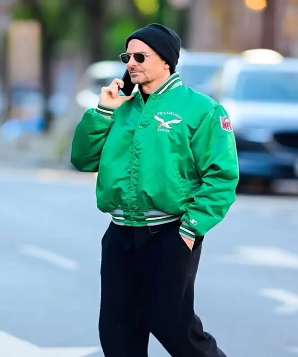 Bradley Cooper Eagles Satin Varsity Jacket