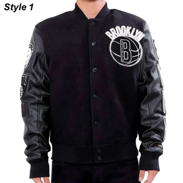 Brooklyn Nets Black Wool Varsity Jacket