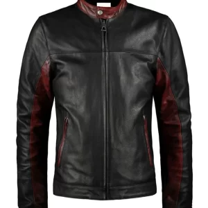 Bruce Wayne Black & Red Motorcycle Jacket