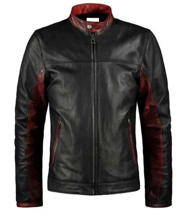 Bruce Wayne Black & Red Motorcycle Jacket