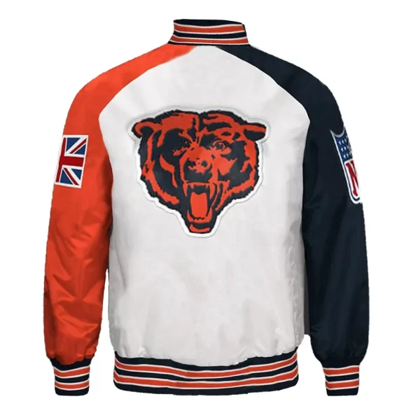 Chicago Bears Varsity Full-Snap Color Block Satin Jacket