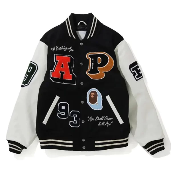 Crazy Patch Bape Wool Varsity Jacket