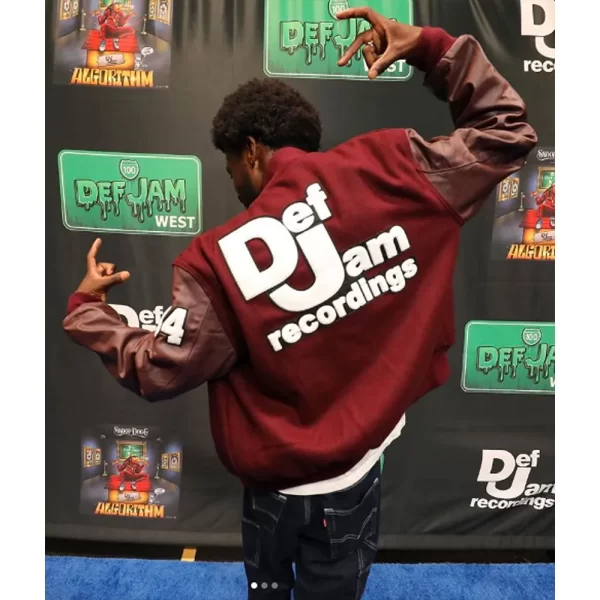 Def Jam Recordings Snoop Dogg House Party Maroon Varsity Wool Jacket