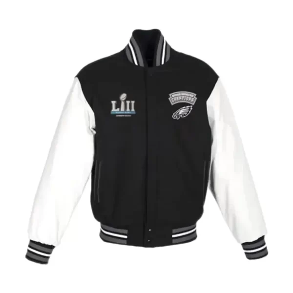 Eagles Super Bowl LII Champions Black & White Varsity Jacket