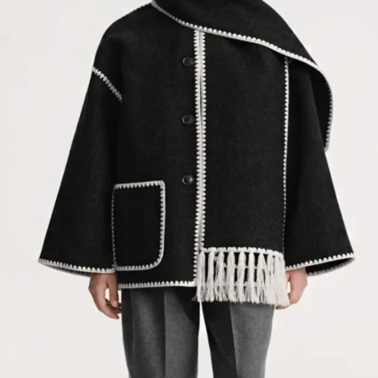 Embroidered Scarf Wool Jacket