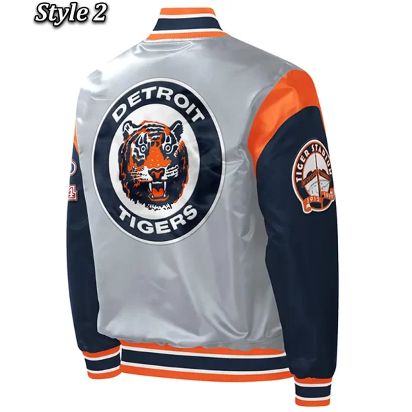Force Play Detroit Tigers Varsity Full-Snap Satin Jacket