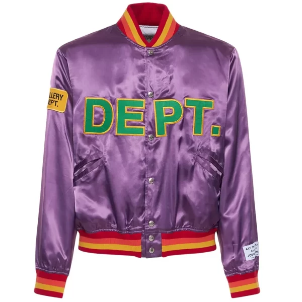 Gallery Dept. MVP Embroidered Purple Bomber Satin Jacket