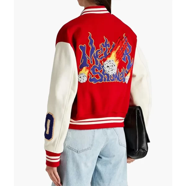 Gigi Hadid 00 Meteor Shower Varsity Red & White Jacket