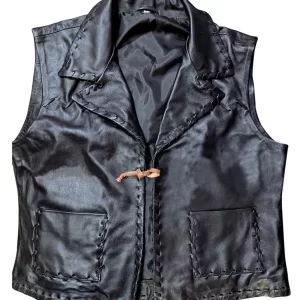 James Drury The Virginian Cowboy Black Leather Vest