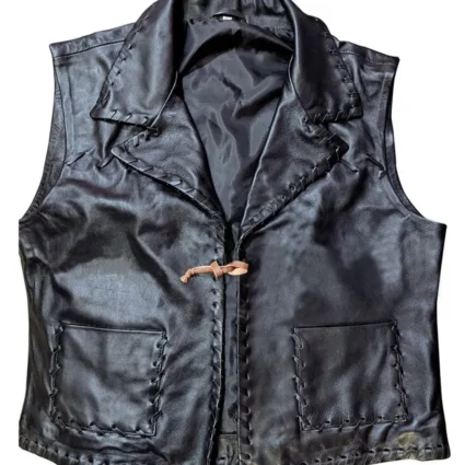 James Drury The Virginian Cowboy Black Leather Vest