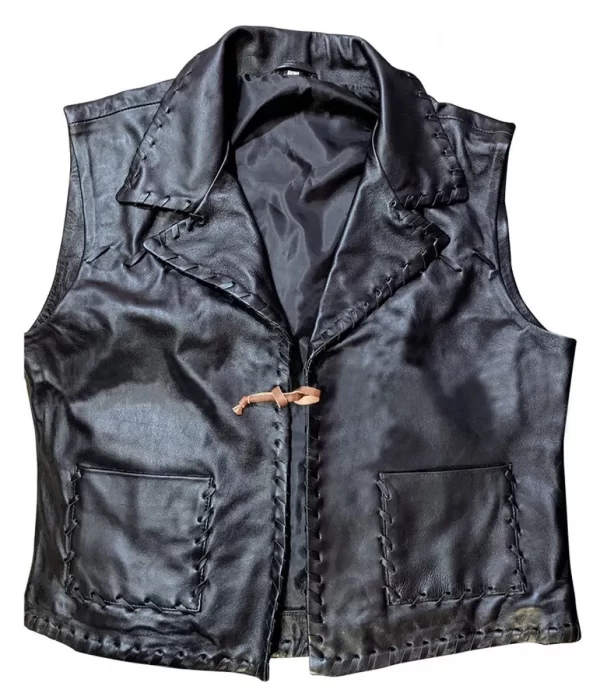 James Drury The Virginian Cowboy Black Leather Vest