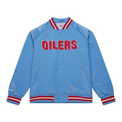 Lightweight Satin Houston Oilers Blue Jacket