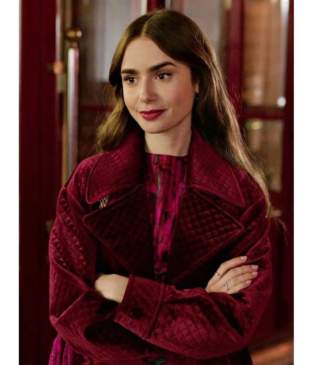 Lily Collins Emily in Paris Velvet Jacket