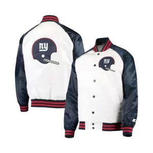 NY Giants Logo Clean Up White & Navy Varsity Jacket