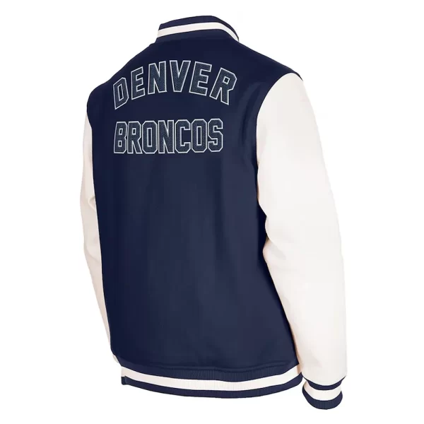 Navy and Off White Third Down New England Patriots Varsity Wool Jacket