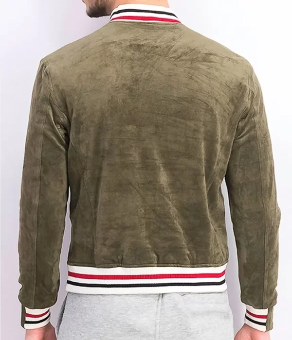 Never Have I Ever Paxton Hall Yoshida Green Varsity Suede Jacket