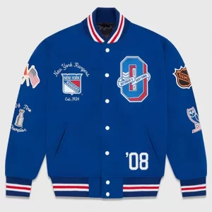 OVO New York Rangers Blue Varsity Jacket