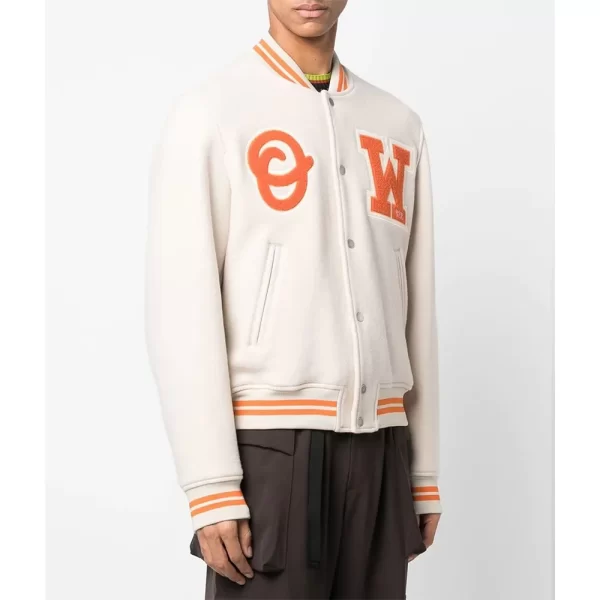 OW Logo-Patch Off-White Varsity Jacket