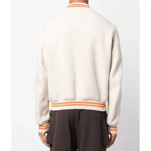 Off-White OW Logo-Patch Full-Snap Wool Varsity Jacket