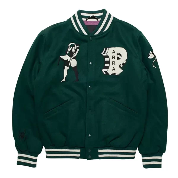 Parra Cloudy Star Green Varsity Wool Jacket