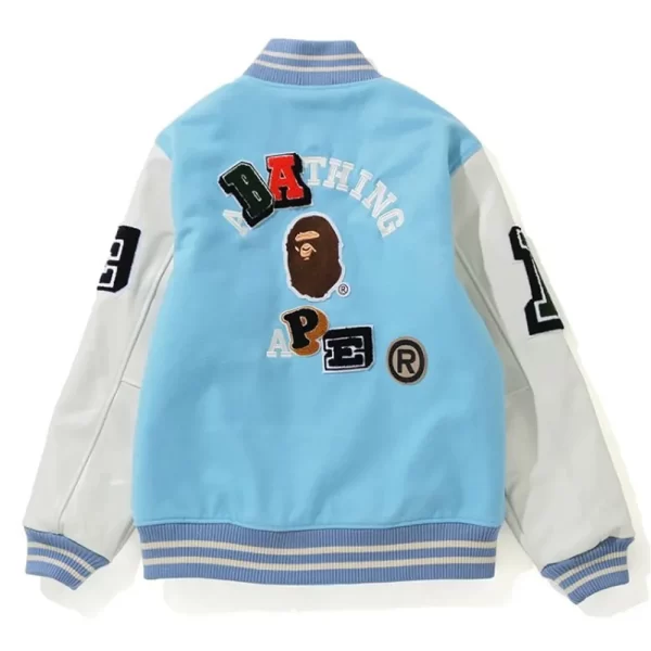 Patch Bape Crazy Varsity Wool & Leather Jacket