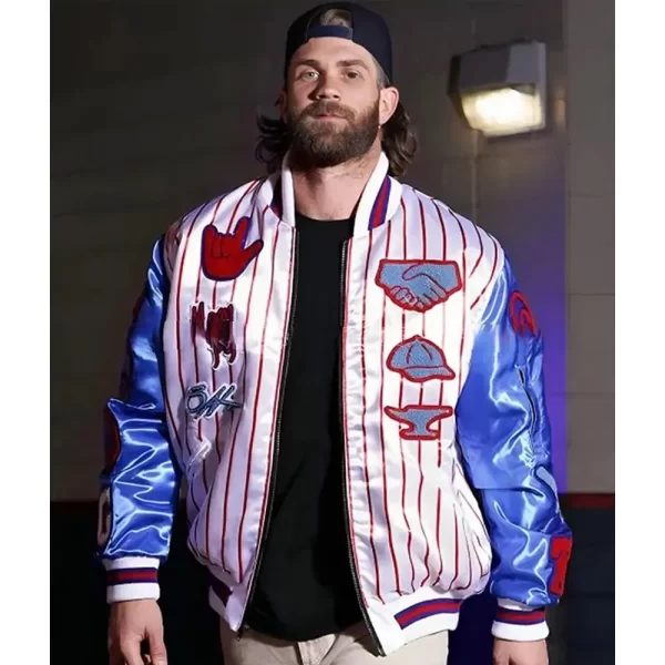 Philadelphia Phillies Bryce Harper Varsity Satin Jacket