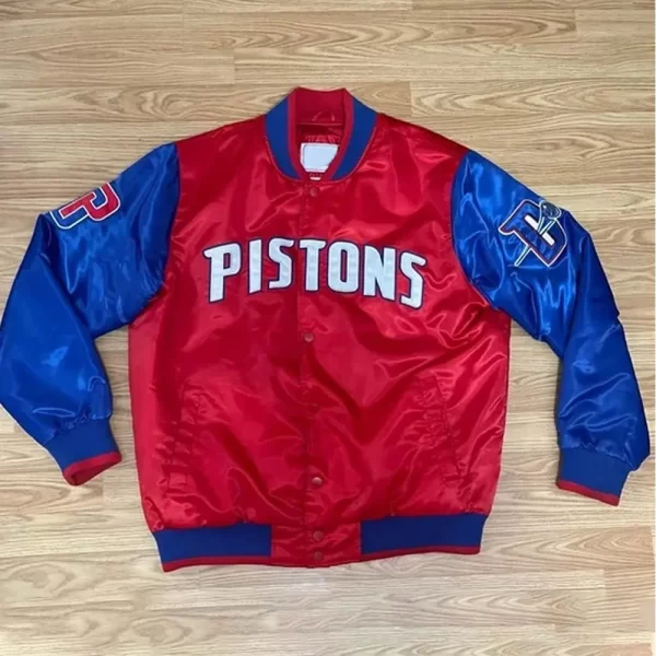 Pistons Ty Mopkins Red and Blue Satin Jacket