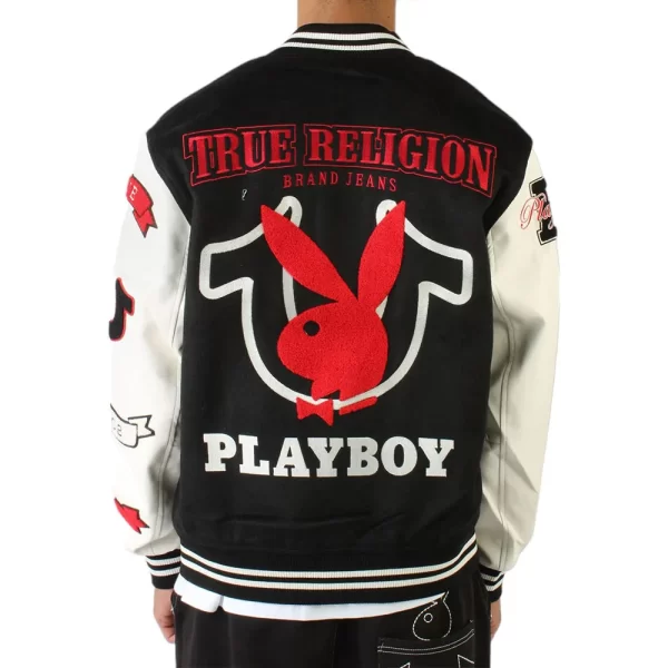 Playboy True Religion Black and White Varsity Wool Jacket