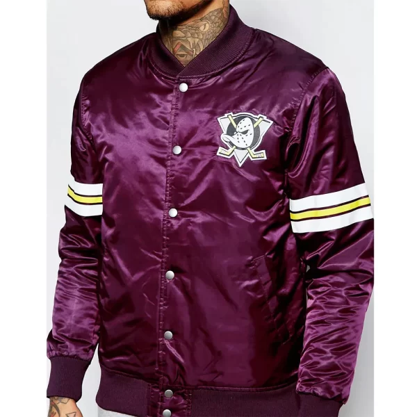 Purple Mighty Ducks Full-Snap Satin Jacket