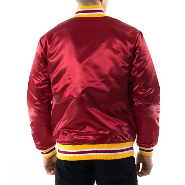 Red Atlanta Hawks Throwback Wordmark Satin Jacket