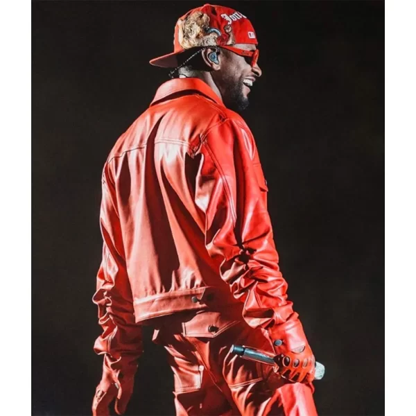 Red Super Bowl Halftime Usher Full-Zip Leather Jacket