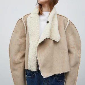 Reversible Cream and Beige Shearling Jacket