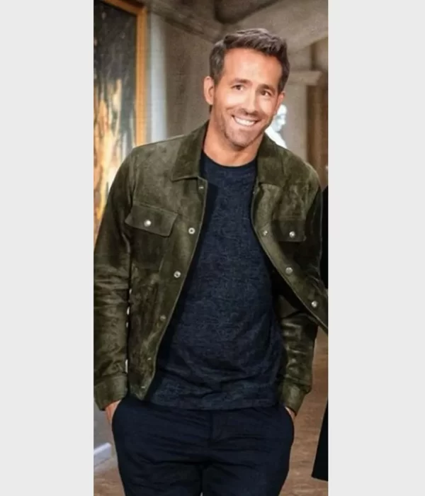 Ryan Reynolds Red Notice Green Suede Jackets