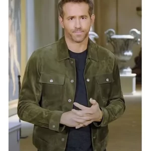 Ryan Reynolds Red Notice Green Suede Leather Jacket