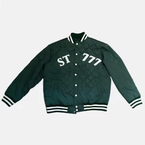 St 777 Quilted Bomber Green Jacket