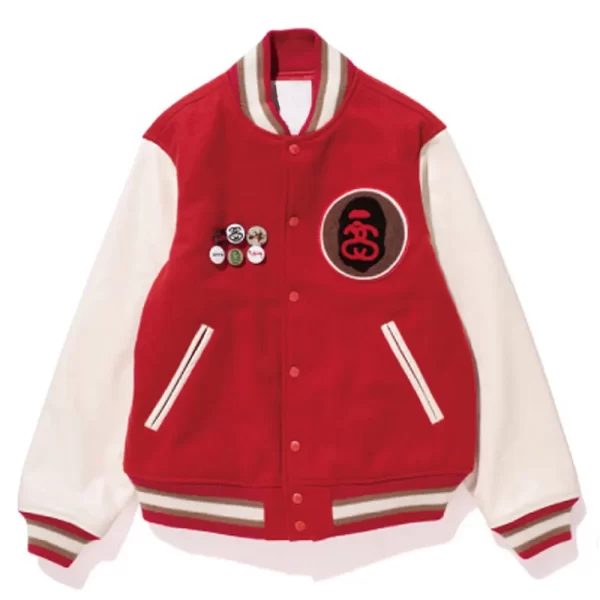 Stussy Bape Varsity Red Jacket