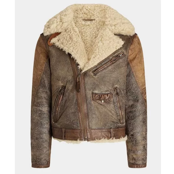 The Iron Claw Zac Efron Brown Leather Jacket