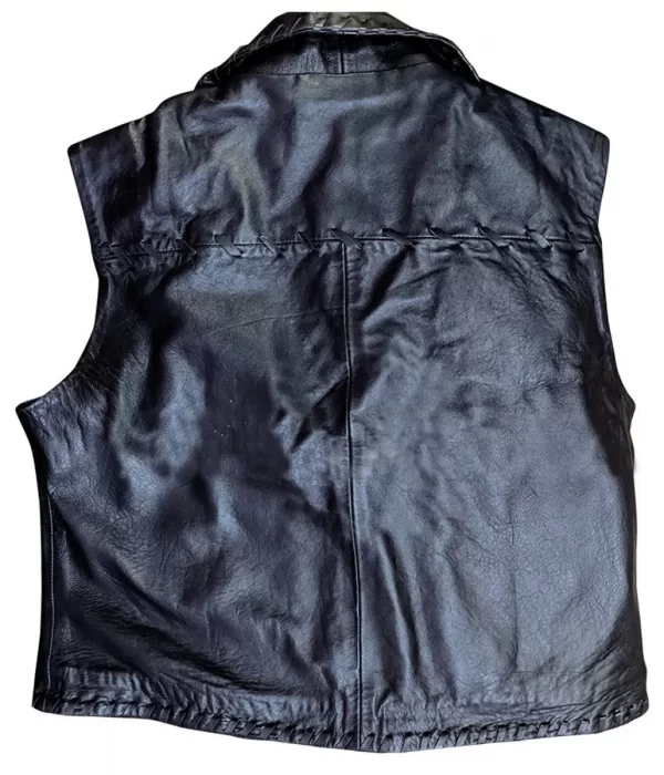 The Virginian James Drury Cowboy Black Leather Vest