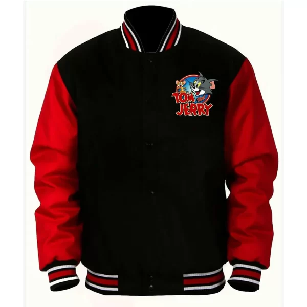 Tom and Jerry Red and Black Wool Varsity Jacket